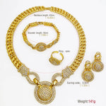 Dubai 18K banhado a ouro conjunto de jóias para mulheres, design clássico, colares, brincos, braceletes, anel, conjunto completo de jóias, tendências, 4pcs