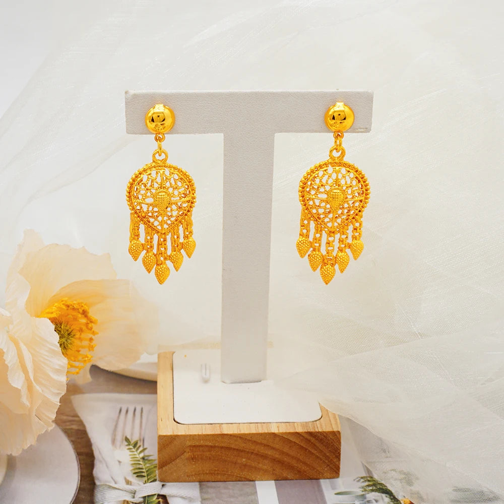 Conjunto de joias banhadas a ouro 24K Dubai Conjunto de colar de casamento para banquete feminino africano