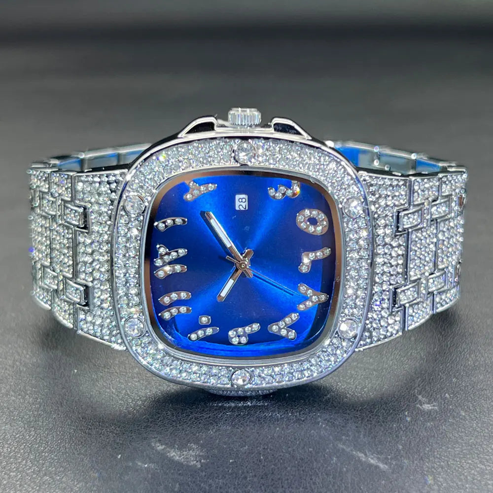 Relógio Brilhante com Fundo Azul