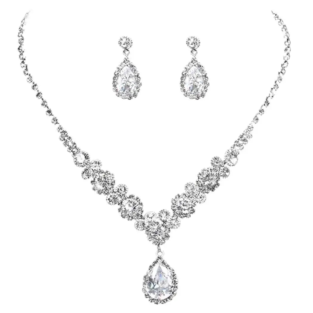 Imitação de moissanite diamante conjunto de jóias explosão flash quente novo luxo pingente colar feminino brincos conjunto