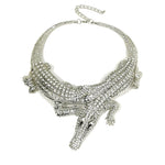 Punk incrustado cheio de strass grande colar de crocodilo para as mulheres instrução liga torque colar cor ouro moda jóias