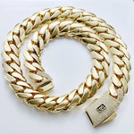 Hhiok venda quente monaco 14k banhado a ouro corrente masculina com fecho gelado colar miami 12/15/20mm corrente de ligação cubana de latão para homens