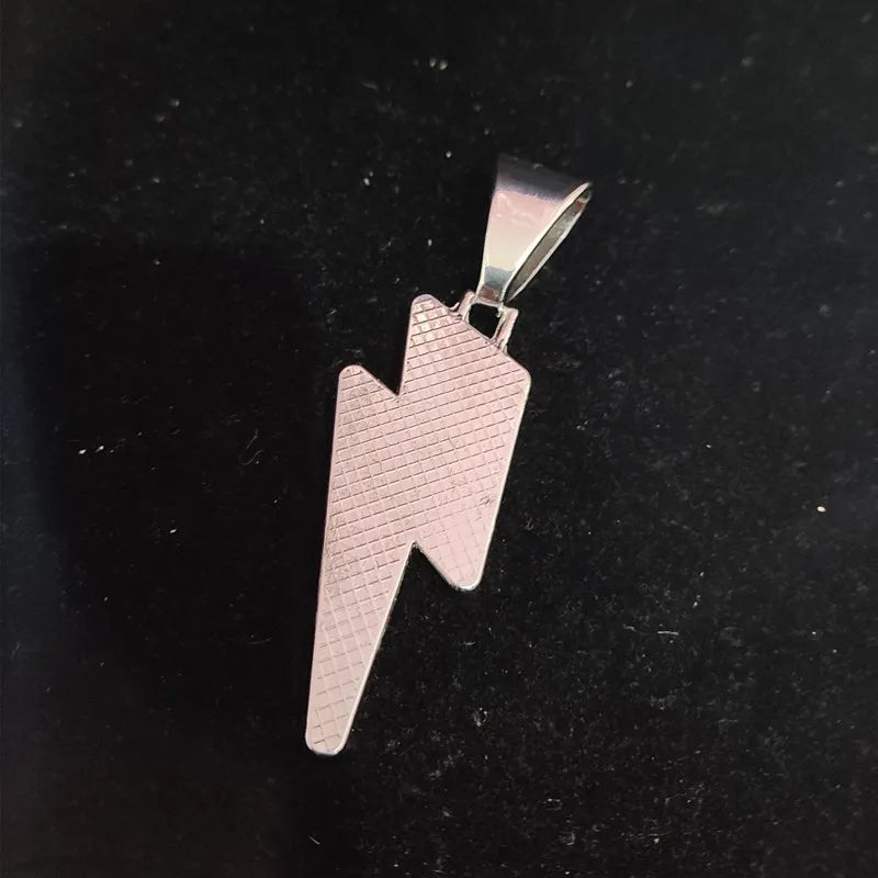 Masculino feminino hip hop relâmpago pingente colar com 13mm cristal cubana corrente hiphop gelado para fora bling colares moda charme jóias