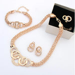 Moda feminina exagerada conjunto de cinco anéis requintado hip hop colar brincos anel pulseira jóias aniversário presente