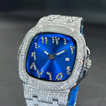 Relógio Brilhante com Fundo Azul