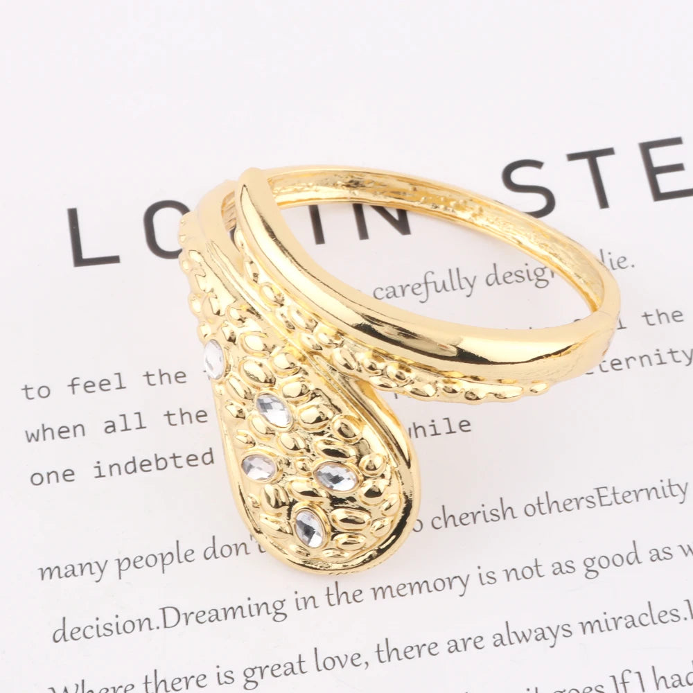 Conjunto de jóias de cobre índia dubai jóias banhado a ouro colar brincos anel pulseira luxo presente de casamento