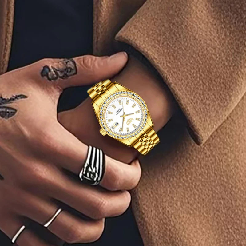 Relógio Masculino Design Criativo com Brilhante