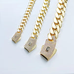 Hhiok venda quente monaco 14k banhado a ouro corrente masculina com fecho gelado colar miami 12/15/20mm corrente de ligação cubana de latão para homens