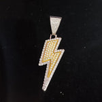 Masculino feminino hip hop relâmpago pingente colar com 13mm cristal cubana corrente hiphop gelado para fora bling colares moda charme jóias