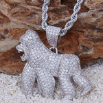 Moda gorila pingente pedra animal colar masculino rap cantor hip hop colar pingente