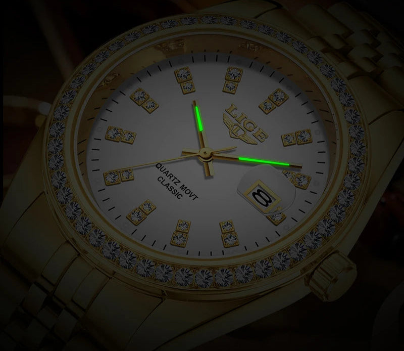 Relógio Masculino Design Criativo com Brilhante