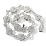 THE BLING KING Rose Flower Infinity Link Chain Colar Prong Configuração 5A Zircônia Cúbica Gargantilha HipHop Moda Jóias