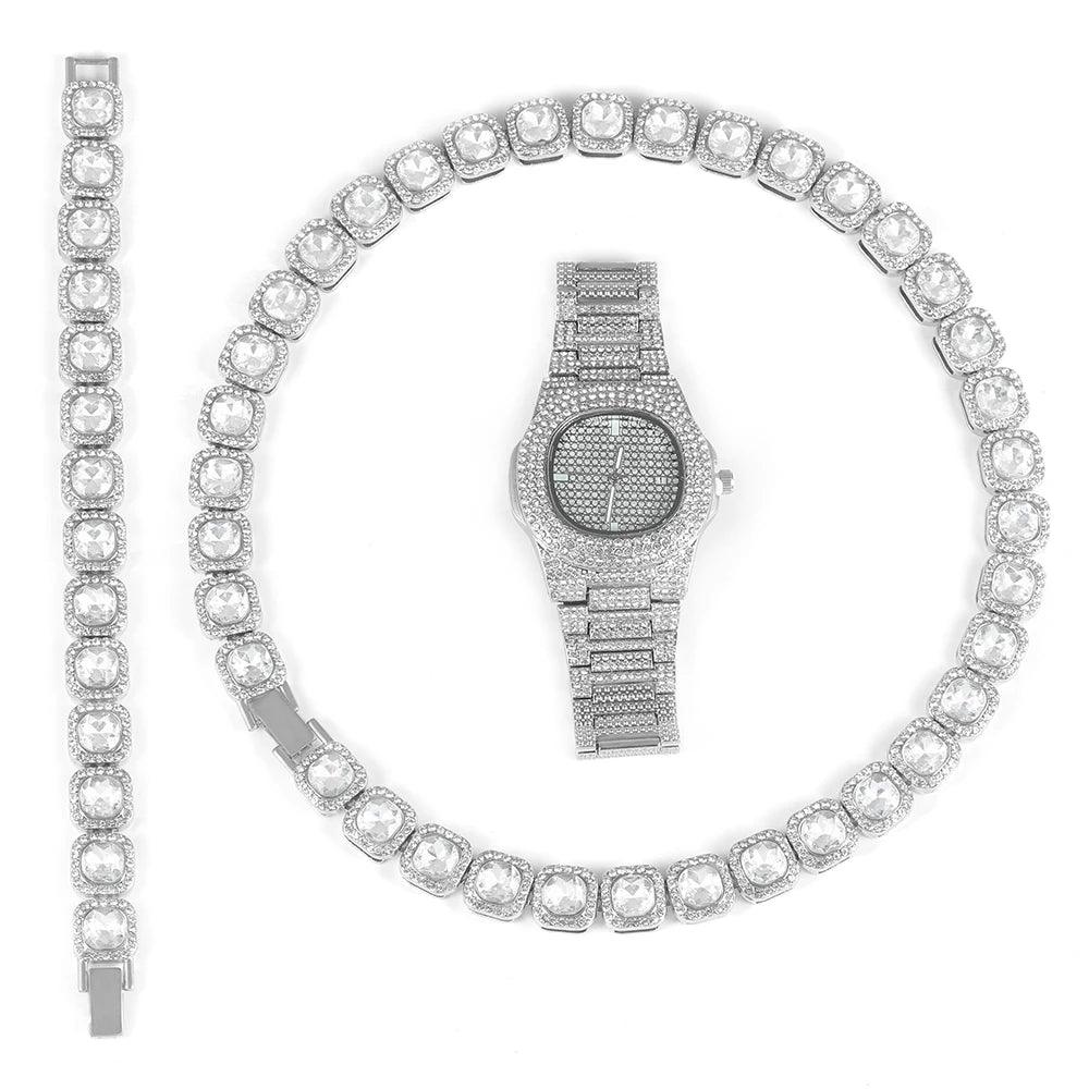 Conjunto Cravejado Cubos Com 3 Peças