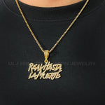 Hip hop estilo de rua realhasta lamuerte carta bling pingente colar 4mm bling corrente gelado para rapper legal jóias