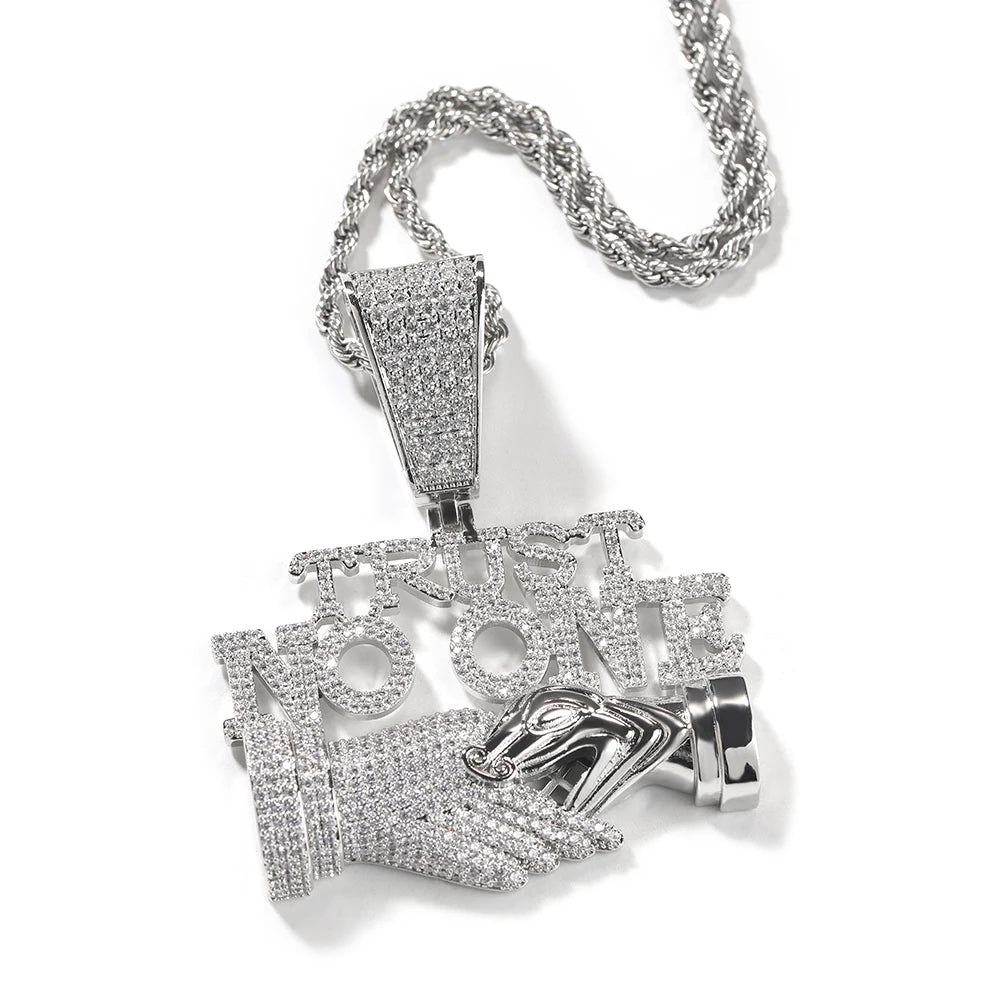 Uwin Trust NO One Pingente Acessórios Punk Gargantilha Homens Hiphop Full Iced Out Colar Homens Corrente Jóias Presente