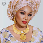 Conjunto de joias femininas banhado a ouro pingente redondo brincos grandes bijuterias de casamento presentes conjuntos de joias de casamento nigeriano SYHOL