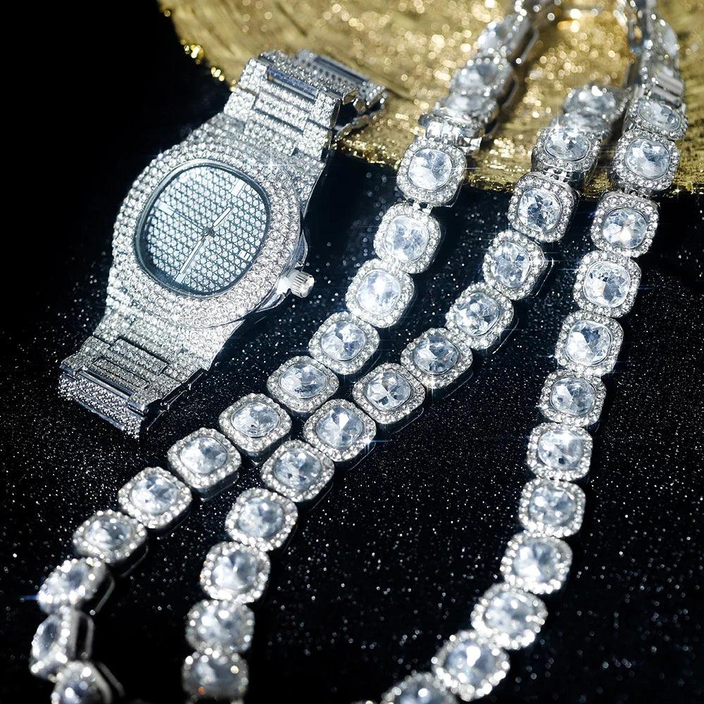 Conjunto Cravejado Cubos Com 3 Peças