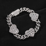 Uwin 10mm corrente cubana com coração baguette completo gelado zircão cúbico moda luxuosa gargantilha hiphop joias