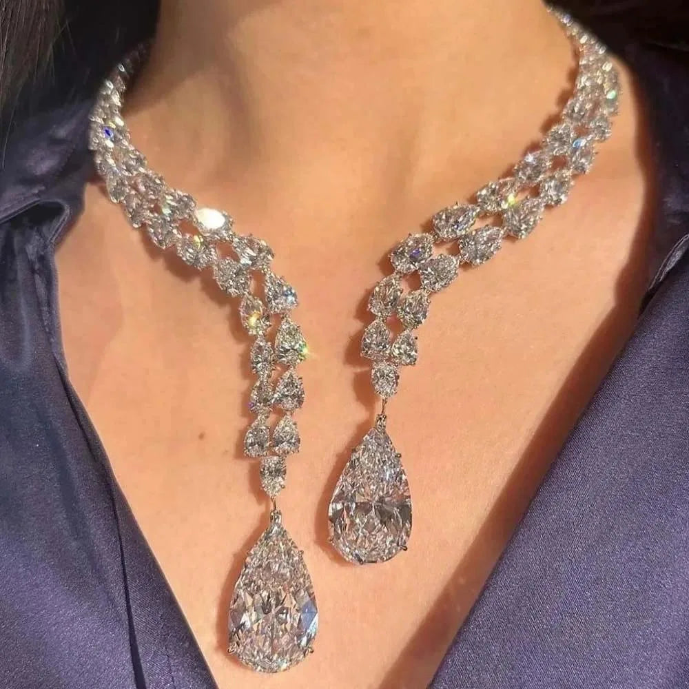 Venda quente gota de água multifuncional luxo zircão colar feminino na europa e américa