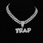 Pingentes com letras geladas Hip Hop, Corrente Cubana, AAA + Colares de Strass para homens e mulheres, Joias Rapper, 13mm