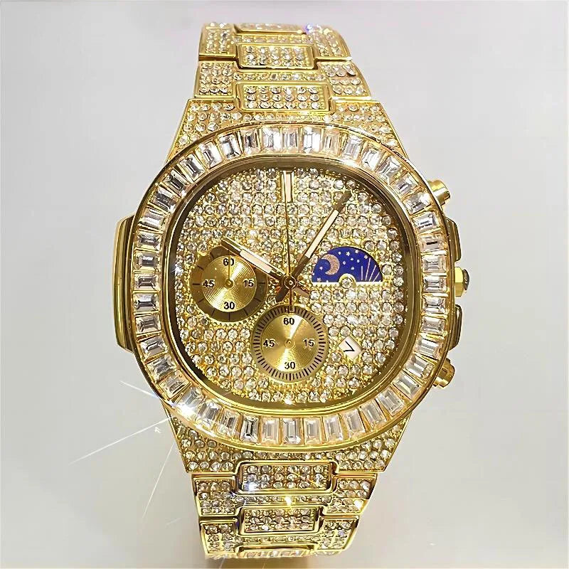 Relógio Masculino Moderno com Brilhantes