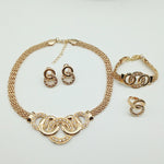 Moda feminina exagerada conjunto de cinco anéis requintado hip hop colar brincos anel pulseira jóias aniversário presente