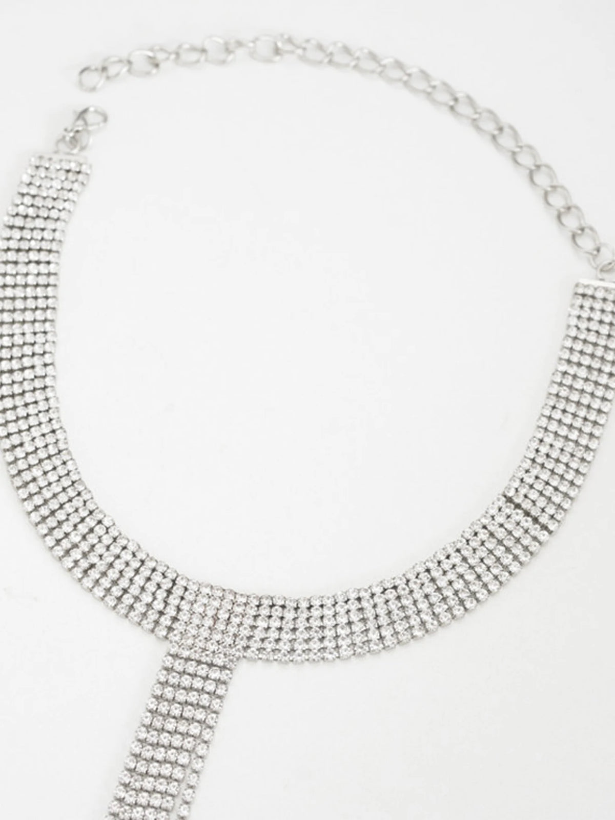 Colar em forma de T strass longo Tassel, personalizado e versátil, Europeu e Americano, Cadeia de Colavícula