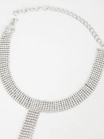 Colar em forma de T strass longo Tassel, personalizado e versátil, Europeu e Americano, Cadeia de Colavícula