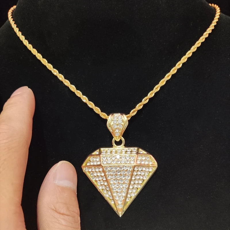 Masculino feminino hip hop cônico pingente colar com 14mm corrente cubana hiphop gelado pingentes colares moda punk jóias presentes