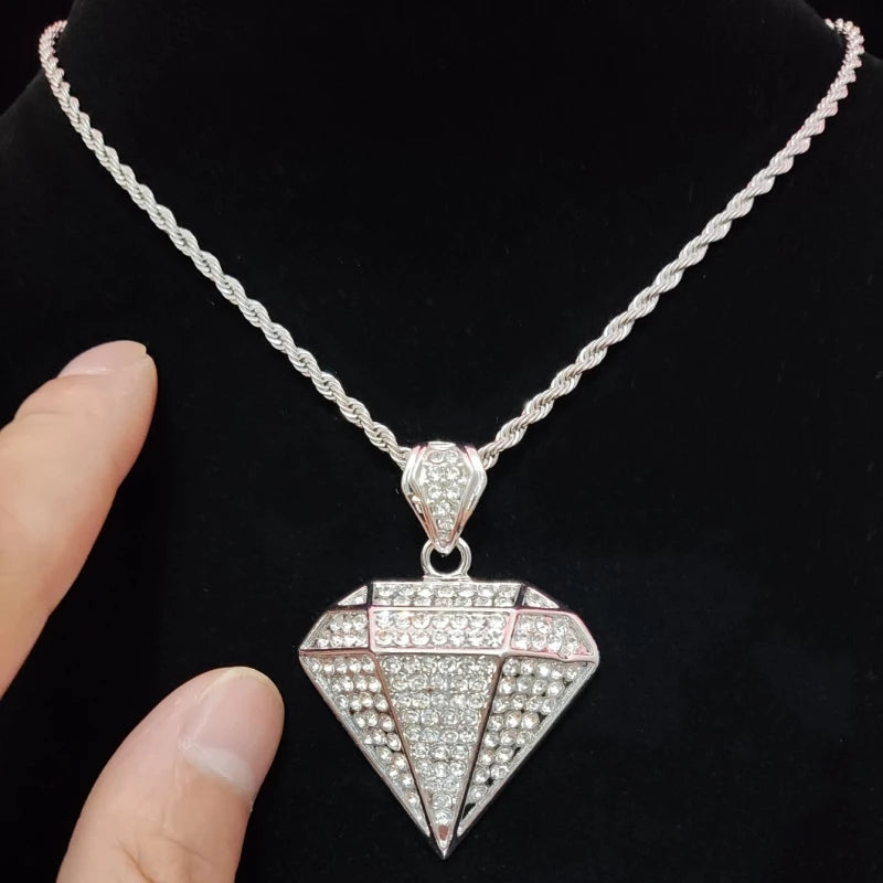 Masculino feminino hip hop cônico pingente colar com 14mm corrente cubana hiphop gelado pingentes colares moda punk jóias presentes