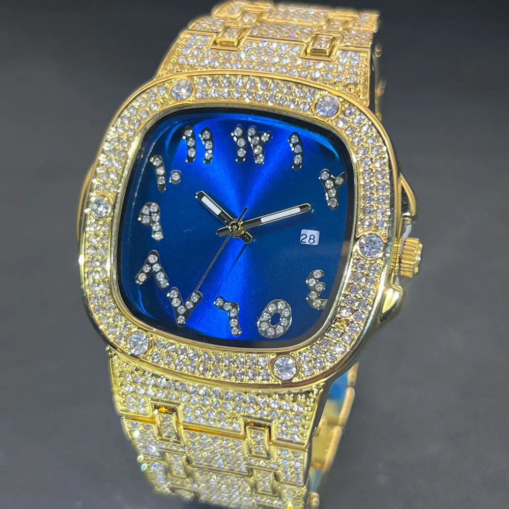 Relógio Brilhante com Fundo Azul