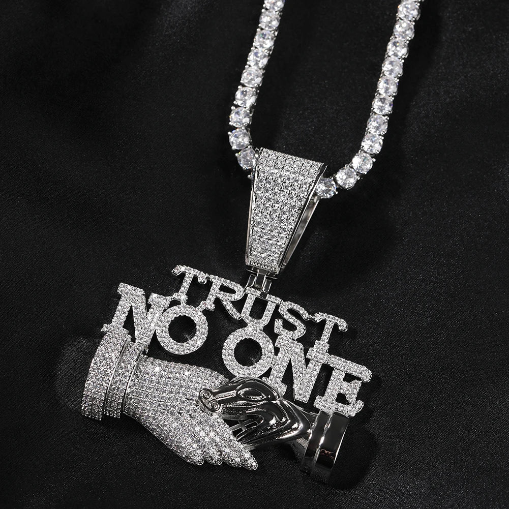 Uwin Trust NO One Pingente Acessórios Punk Gargantilha Homens Hiphop Full Iced Out Colar Homens Corrente Jóias Presente