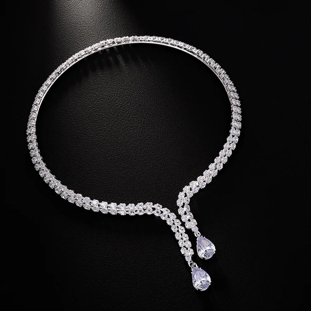 Venda quente gota de água multifuncional luxo zircão colar feminino na europa e américa