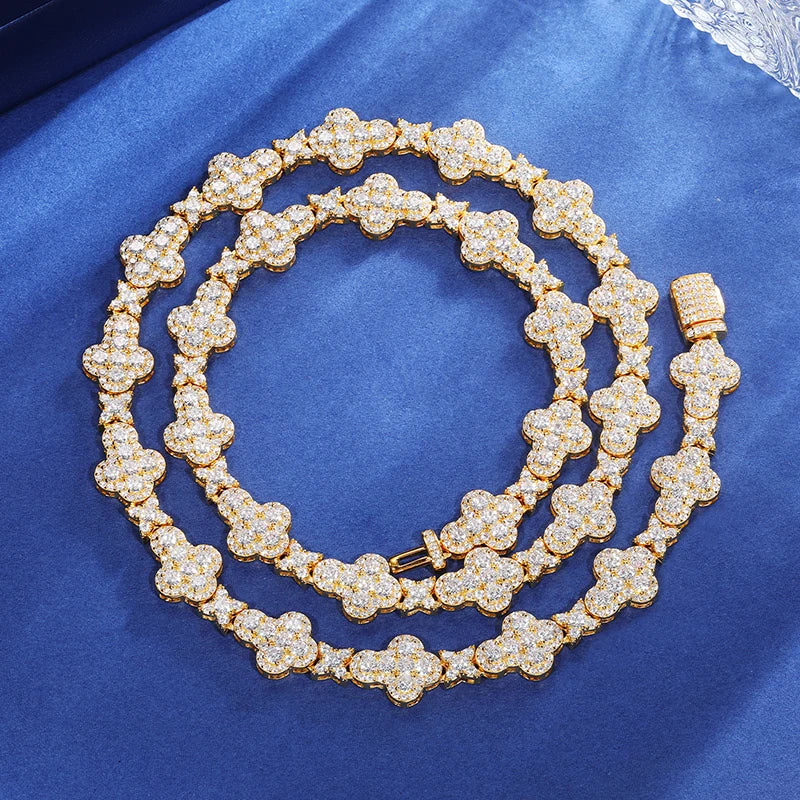 925 prata esterlina estrela redonda moissanite tênis corrente colar para mulheres novo design gelado para fora hip hop jóias finas para o natal