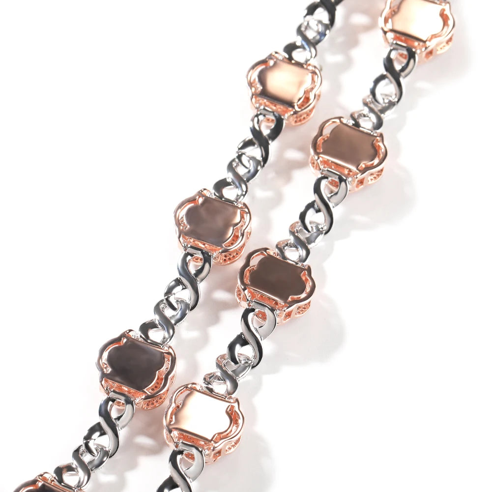 THE BLING KING Rose Flower Infinity Link Chain Colar Prong Configuração 5A Zircônia Cúbica Gargantilha HipHop Moda Jóias