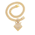 Hip hop iced out coroa pingente colar com 13mm strass cubana corrente bling colares masculino feminino moda charme jóias presente