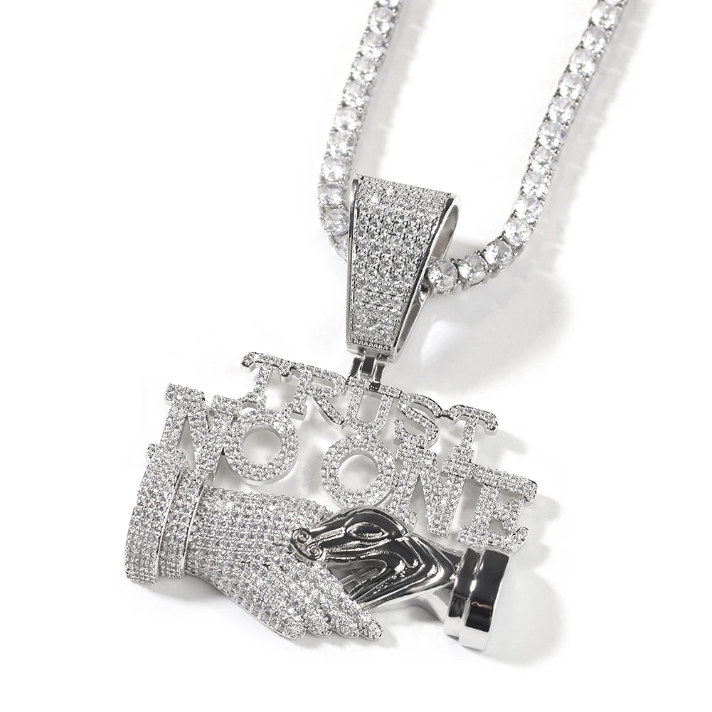 Uwin Trust NO One Pingente Acessórios Punk Gargantilha Homens Hiphop Full Iced Out Colar Homens Corrente Jóias Presente