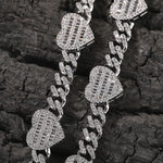 Uwin 10mm corrente cubana com coração baguette completo gelado zircão cúbico moda luxuosa gargantilha hiphop joias