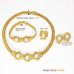Gzjpei conjunto completo de joias de cor dourada 18k, anel de concha grande, corrente cubana, colar, pulseira para mulheres, joias africanas dubai