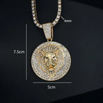 Hip hop grande cabeça de leão pingente colar corrente cubana colar para mulheres homens gelado completo strass colar jóias presentes