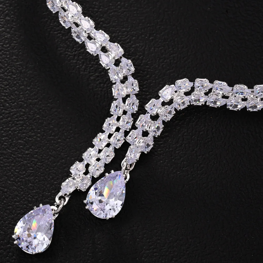 Venda quente gota de água multifuncional luxo zircão colar feminino na europa e américa