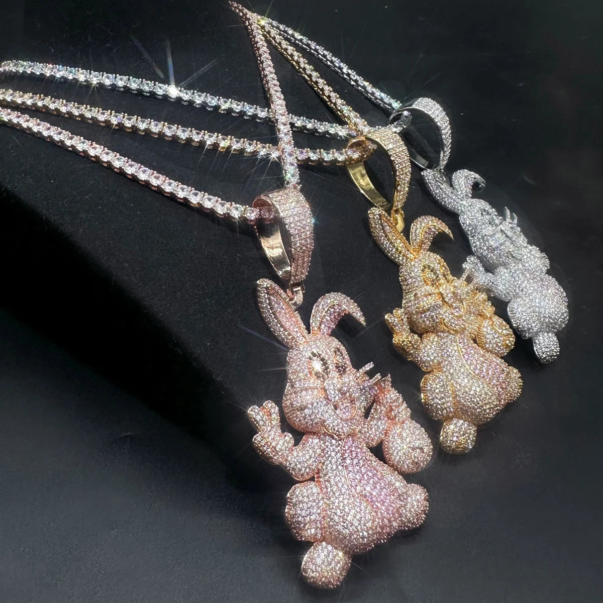 Aokaishen-Prong Coelho Colar Pingente Para Mulheres, Real Cobre, Iced Out Charme, Jóias Hip Hop, Zircônia Cúbica