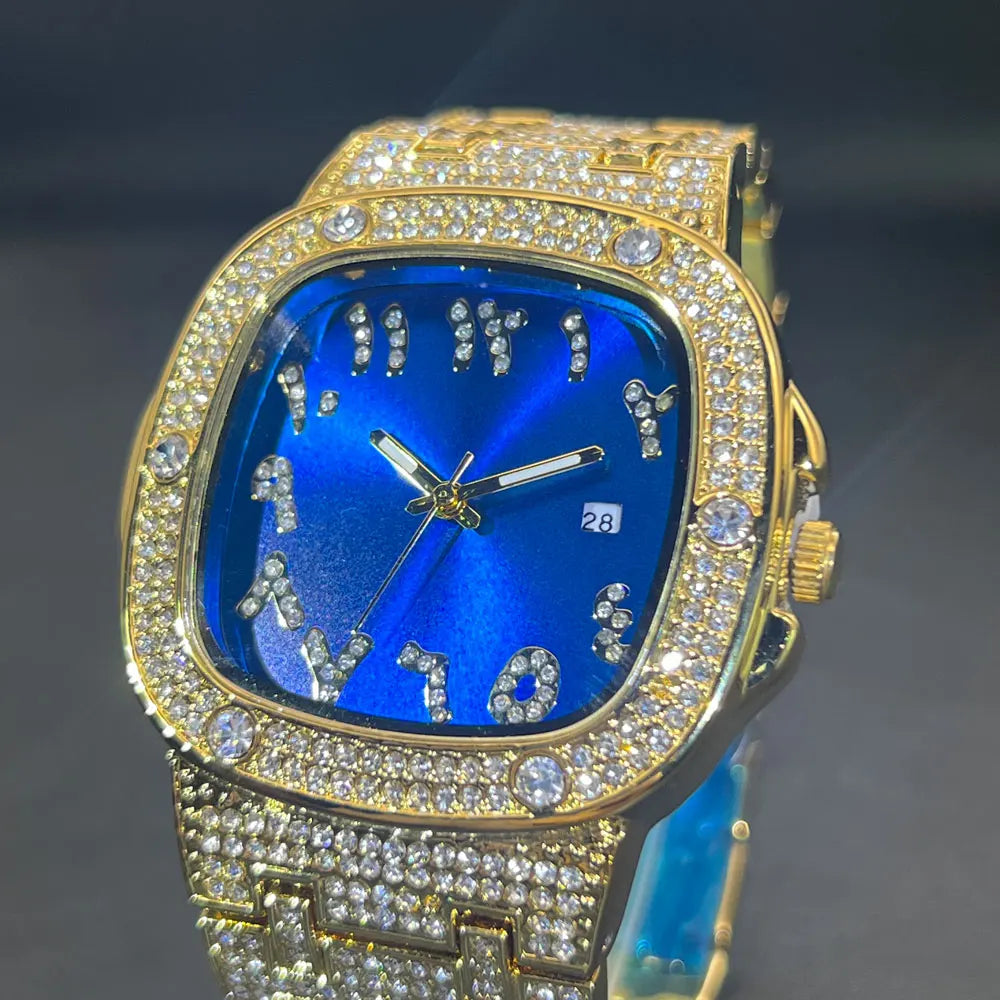 Relógio Brilhante com Fundo Azul