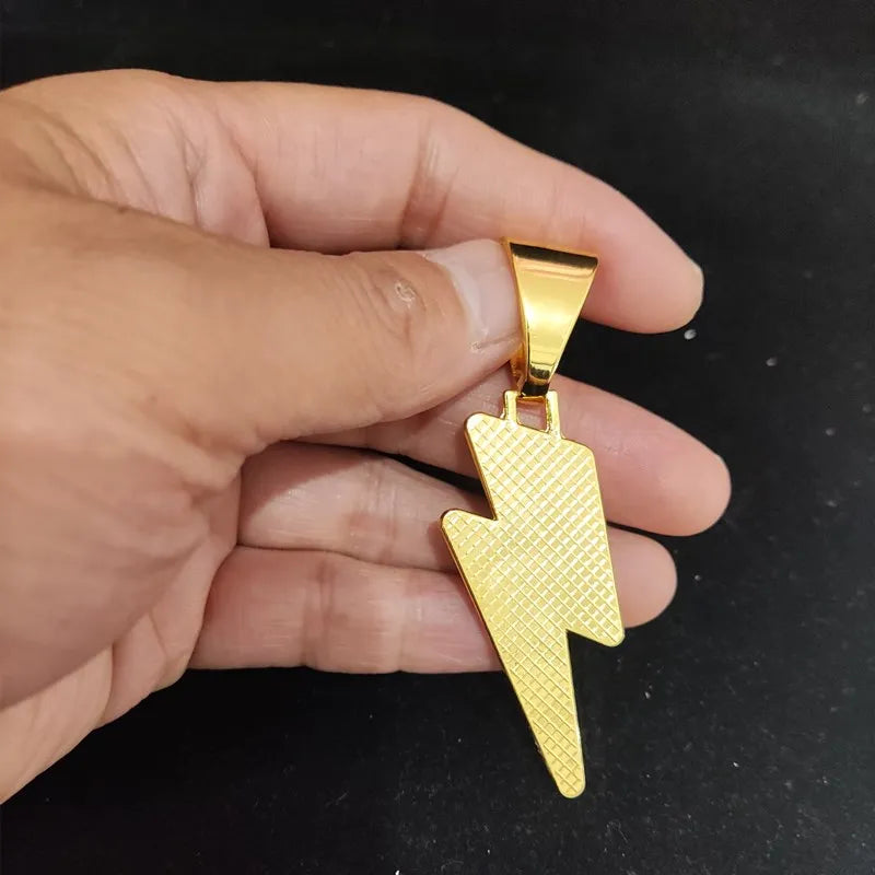 Masculino feminino hip hop relâmpago pingente colar com 13mm cristal cubana corrente hiphop gelado para fora bling colares moda charme jóias