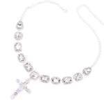 Moda barroca cruz pingente gargantilha colar clavícula decoração brilhante y2k pingente strass colar corrente pescoço jóias presente