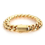 Alta qualidade largura 8-14mm aço inoxidável cor dourada corrente cubana à prova dwaterproof água masculino mulher curb link colar vários tamanhos