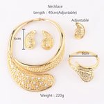 Conjunto de jóias de cobre índia dubai jóias banhado a ouro colar brincos anel pulseira luxo presente de casamento