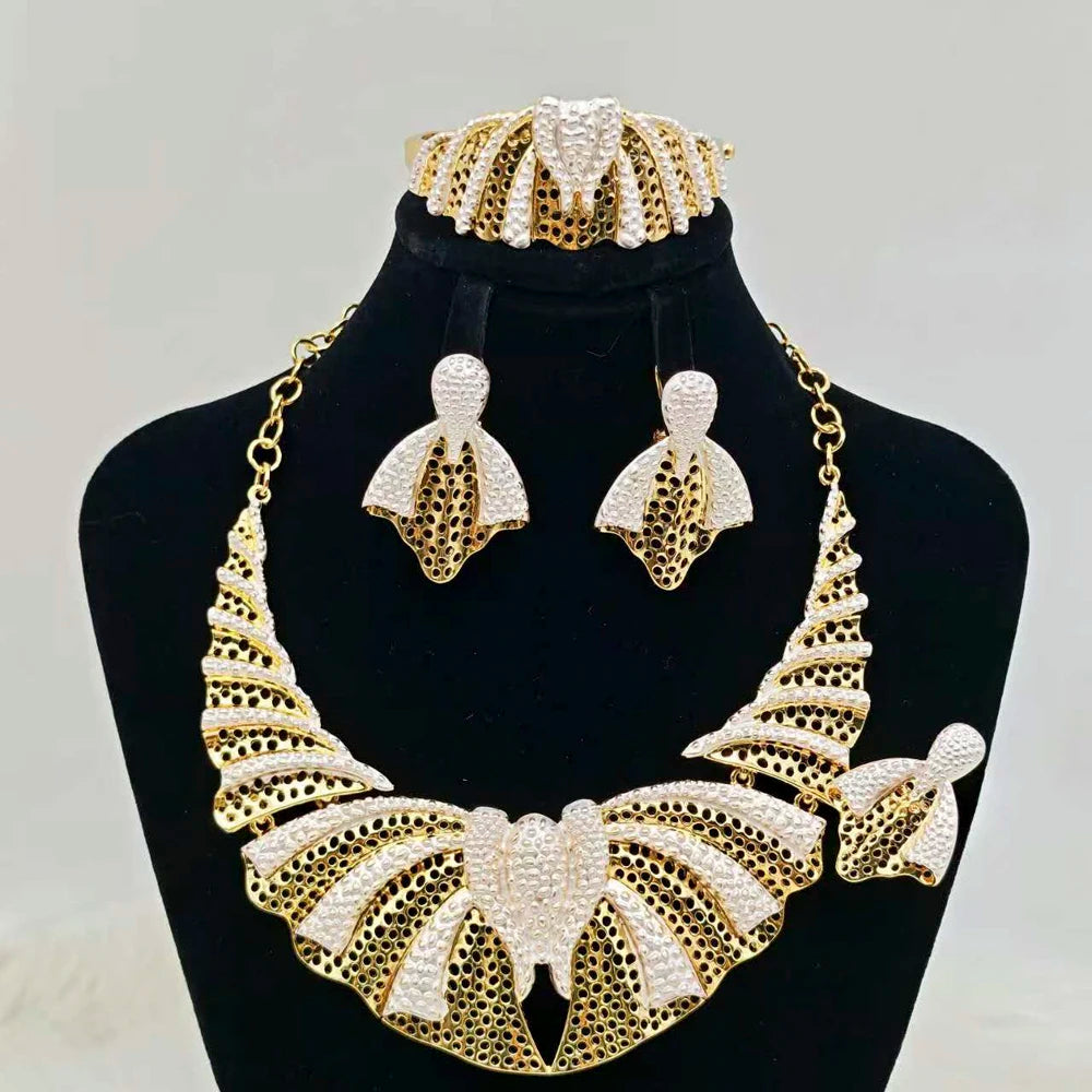 Dubai oco para fora 4 pçs conjunto de jóias para mulheres luxo áfrica sereia cauda padrão brincos colar pulseira anel para festa de casamento