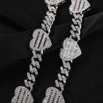 Uwin 10mm corrente cubana com coração baguette completo gelado zircão cúbico moda luxuosa gargantilha hiphop joias