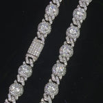 NY Ice Diamond Round Beads 7.5mm Corrente Cubana Diamante Zircônia Cúbica Colar Cubano Estilo Hip Hop Colar Feminino